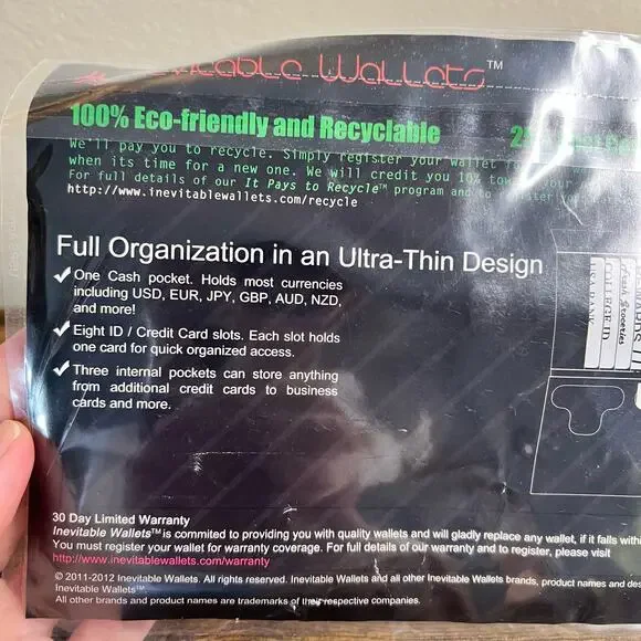 Amaranth Inevitable Wallet Clutch Heart Print Tyvek Water Resistant Black Pink - Picture 6 of 8